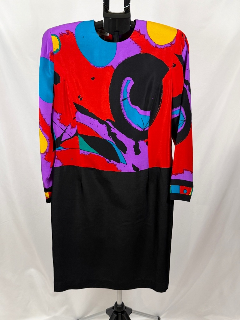 Vintage Anne Crimmins Silk Abstract Art Dress Size 12